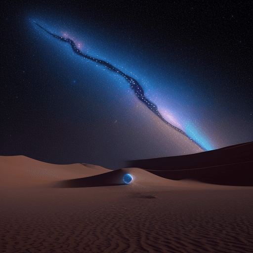 AI generated: Embark on a journey to an alien world, where the surreal meets the sublime—a star-strewn desert land...