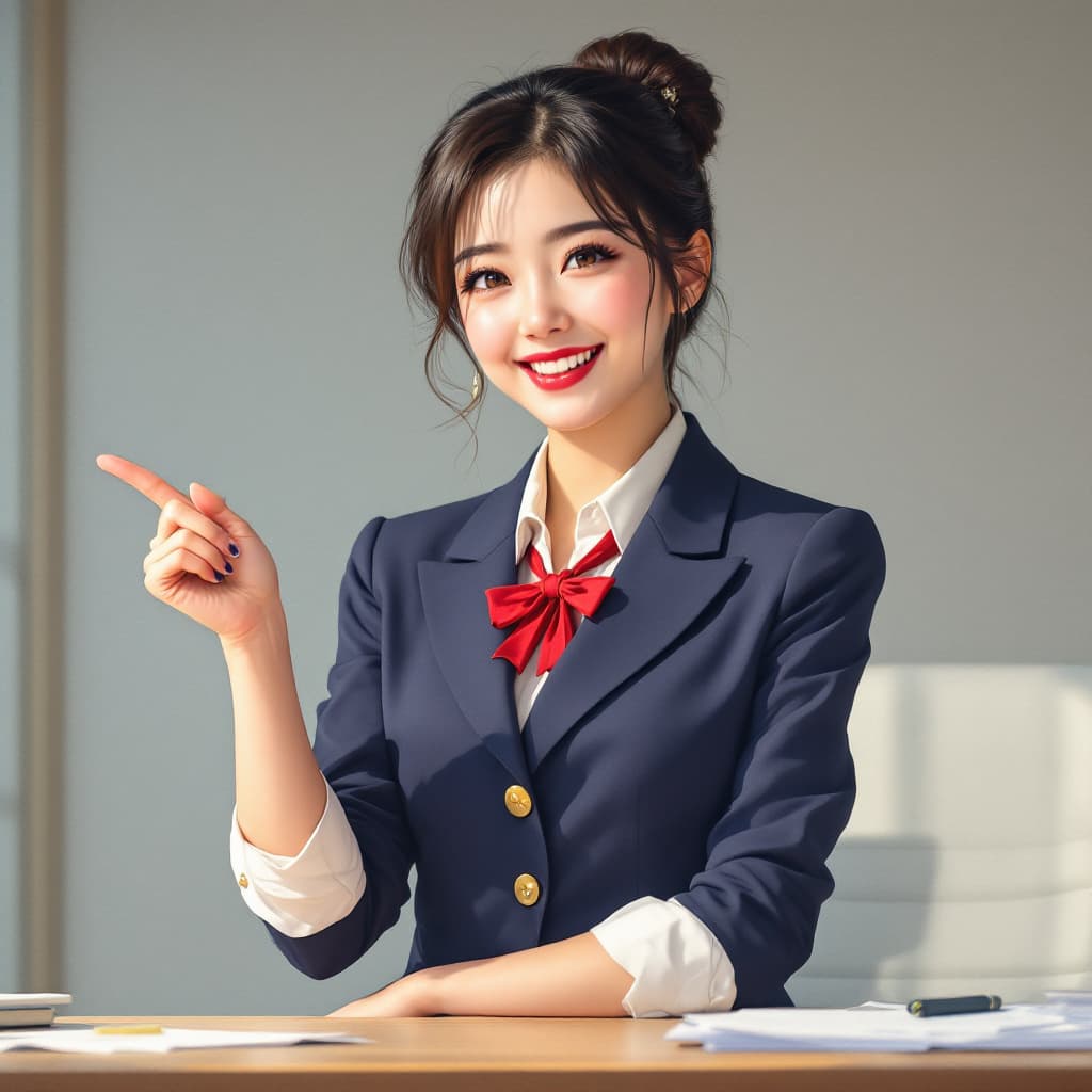 AI generated: Japanese anime style, a Japanese women,Office lady ,triumphant expression　　