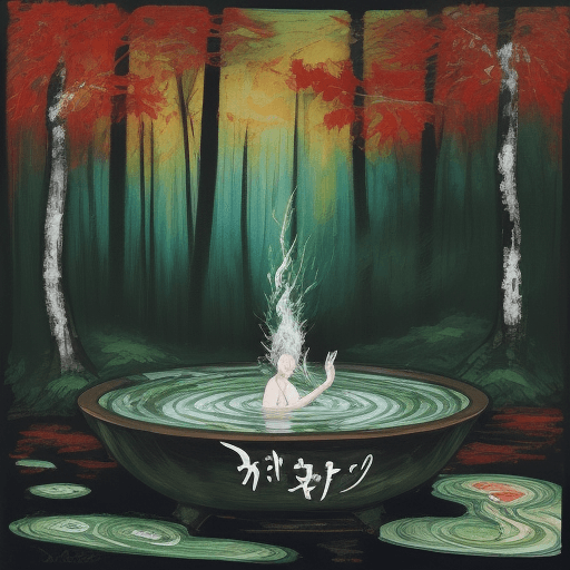 AI generated: calligraphy, forest bath, expressionism, abstract, Ikigai, tissue