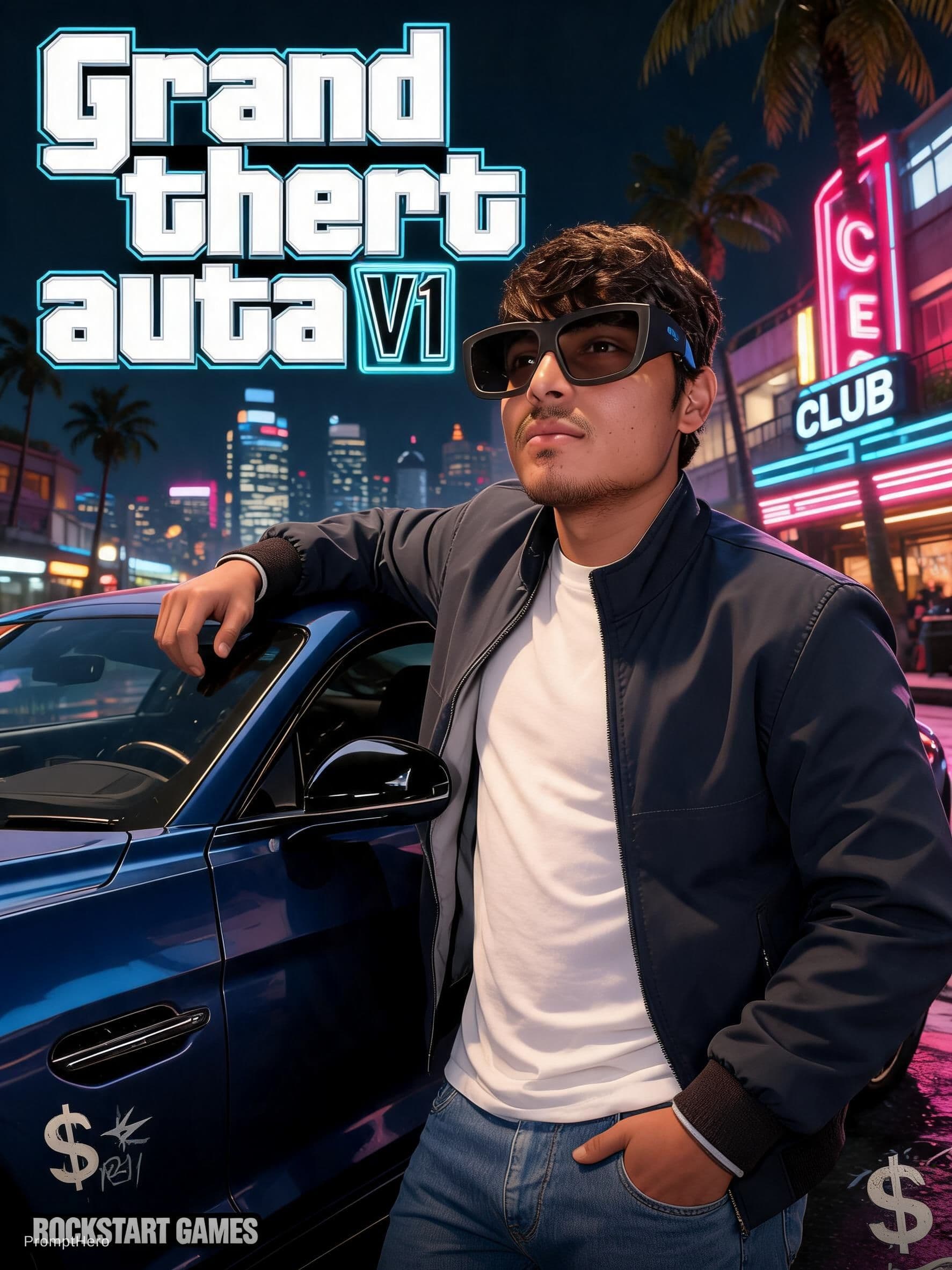 AI generated: Create a highly detailed 8K portrait poster inspired by the iconic visual style of the modern Grand ...