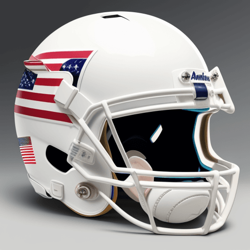 AI generated: front view of a whites American football helmets 