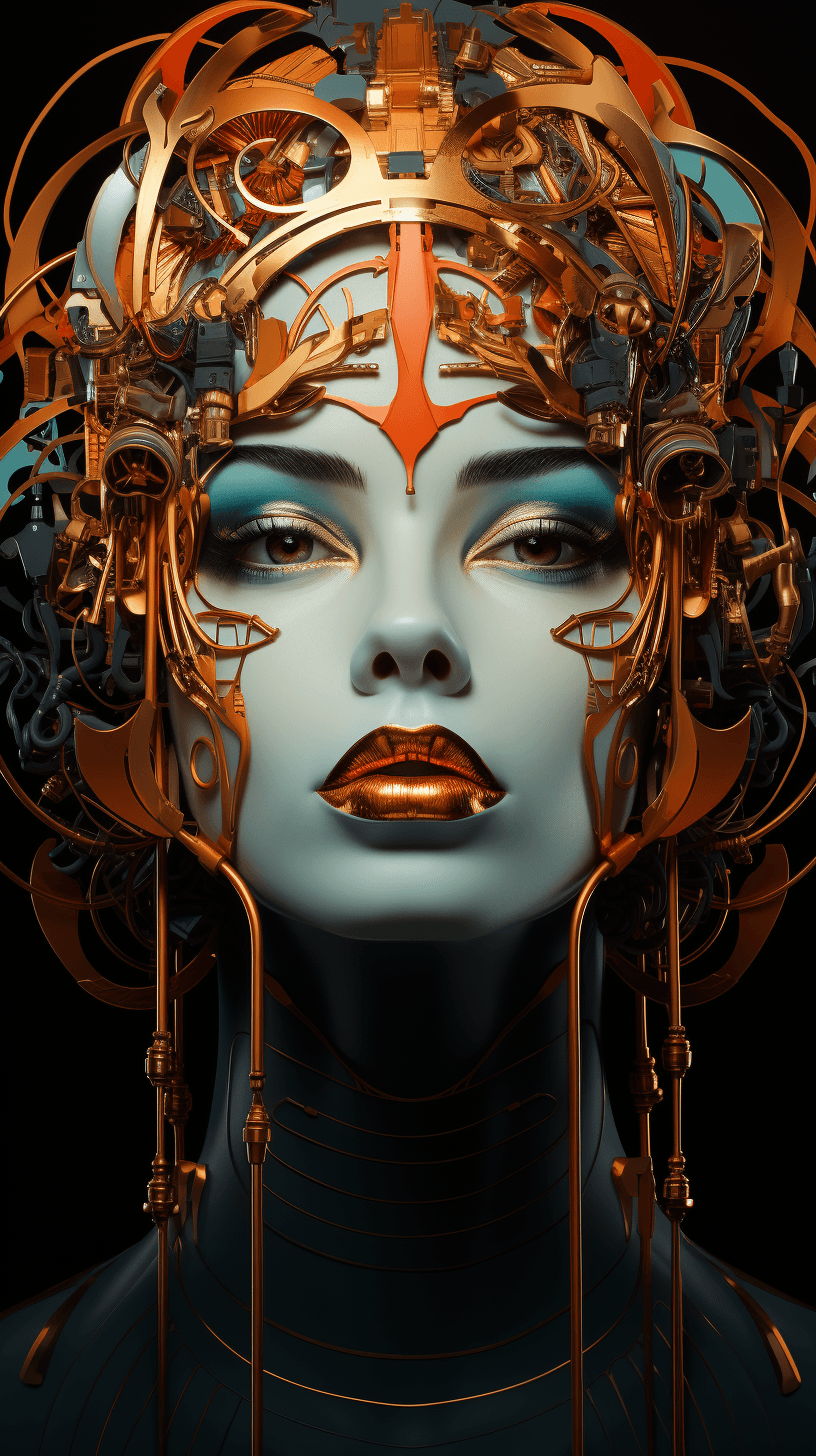 AI generated: art deco coffee art, in the style of expressive facial animation, afrofuturism, paint dripping techn...