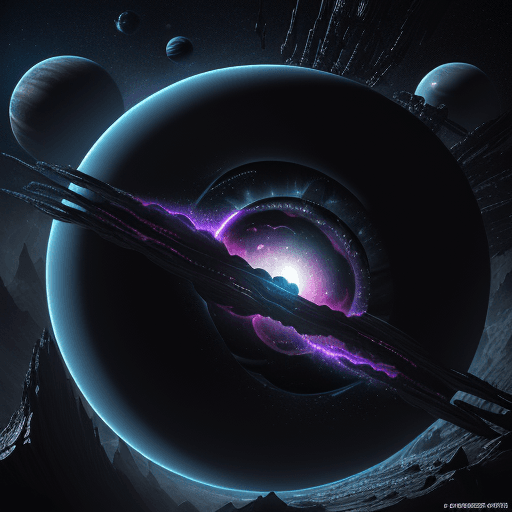 AI generated: Sci-fi imagination, cosmic planet, planet made of gas clouds and black diamonds, disturbing, dark, s...