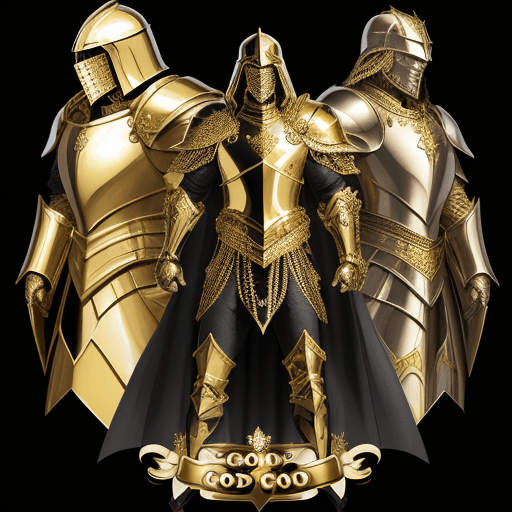 AI generated: armor of GOD, GOOD AND EVIL, GOLD, BLACK DIAMOND