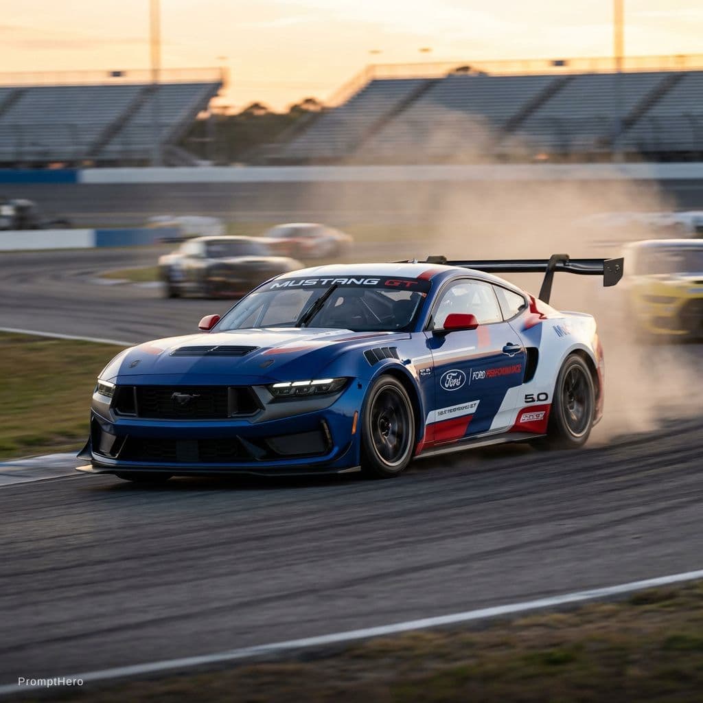 AI generated: Genrate a Mustang GT racing car image