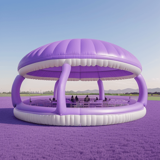 AI generated: high resolution, 8k, inflatable pavillion architecture concept, trendy, modern, futuristic, open fie...