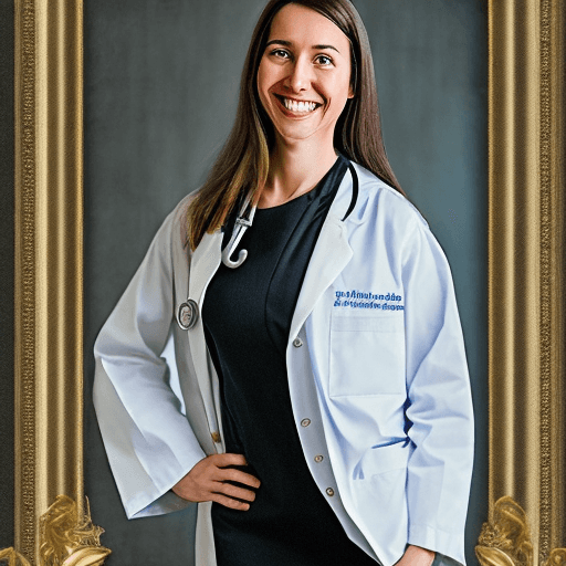 AI generated: The girl is a doctor in a high-quality photo. She stands tall, slightly turned, radiating an aura of...