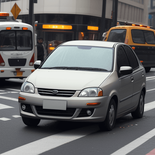 AI generated: car not collide with pedestrian

