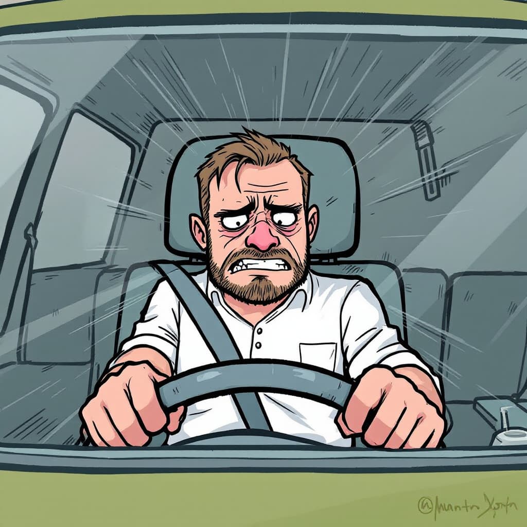 AI generated: Driver: Frustrated 
