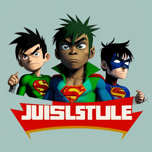AI generated: THE GORILLAZ AS THE JUSTICE LEAGUE
