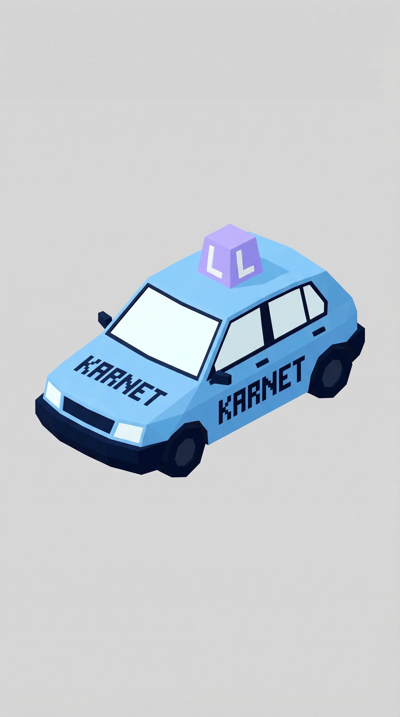 AI generated: A minimalist low poly 3D render of a compact hatchback driving school car in an isometric view.

Veh...