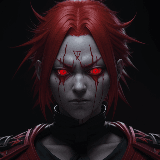 AI generated: Hyper realistic eye level, portrait of sukuna with red hairs, jujutsu kaisen, full red moon, uhd, ul...