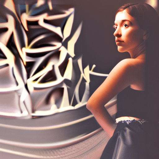 AI generated: Photo of a girl standing in restaurant, evening dress, hyper realistic, focused, extreme details