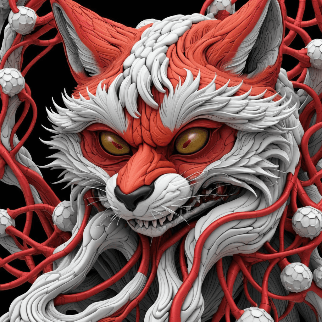 AI generated: Fox, highly detailed mattepainting in a microscopic surface, style of grid electron microscope, neur...