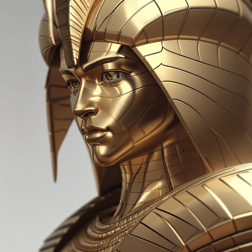 AI generated: a close up of a statue of a man with a gold and white costume, super detailed render, 3 d render cha...
