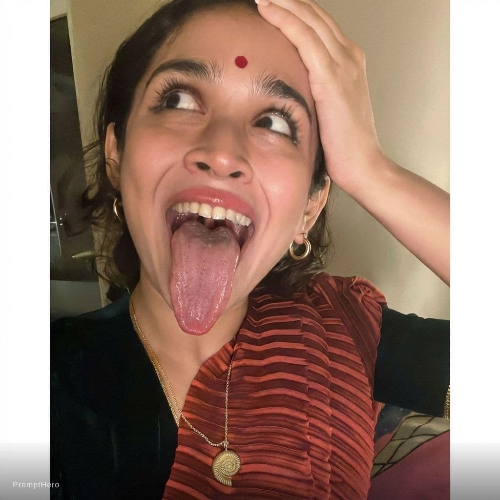 AI generated: Make her long tongue out realistic