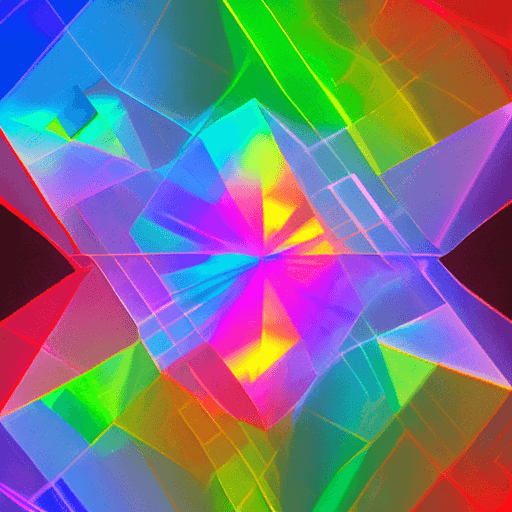 AI generated: light magic manifested through blue, red, yellow, green and purple prisms