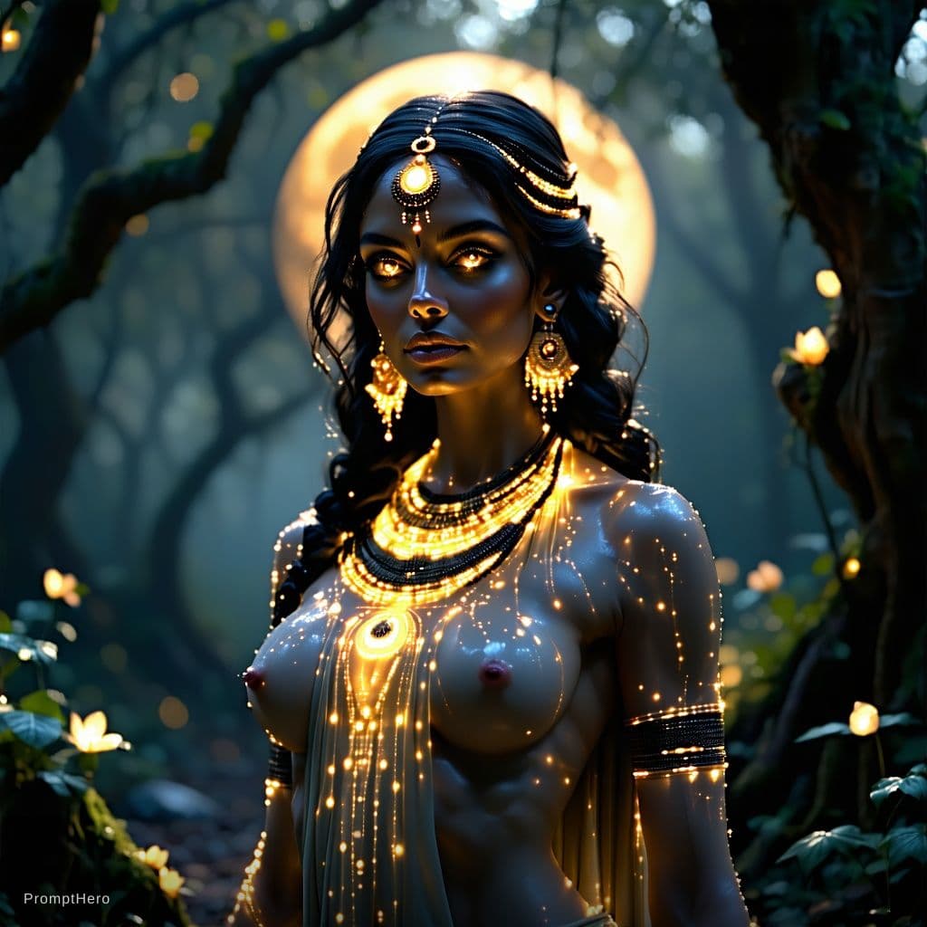 AI generated: Subject: A full-body, hyper-realistic 8K anatomical representation of the Hindu Goddess Rati Devi, t...