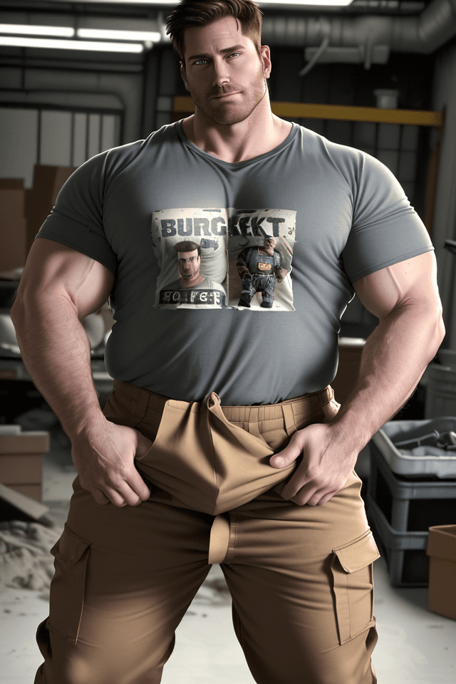 AI generated: (bulgerk-soft:0.8) on the thigh, masterpiece, best quality, highres, realistic, 30 year old male, ma...