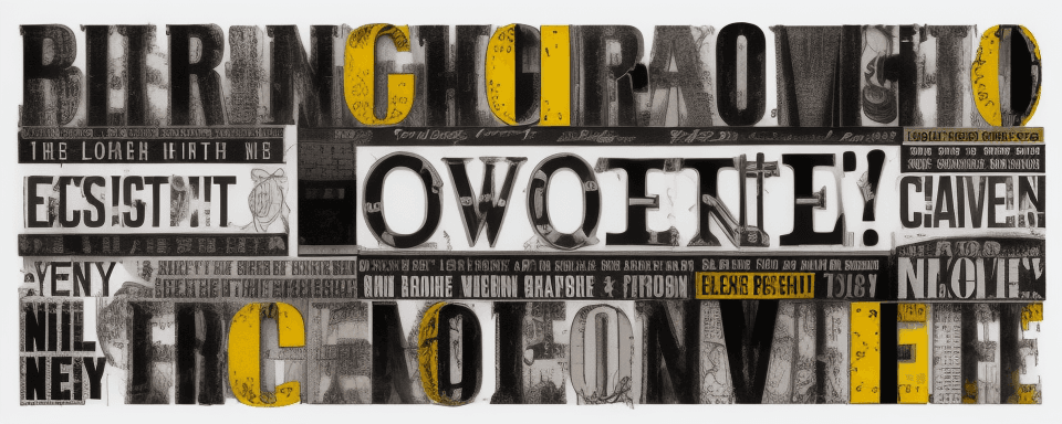 AI generated: big title, Written Slogan poster, collage, big words,