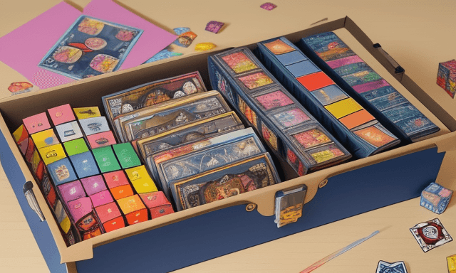 AI generated: Header for my youtube channel about papercrafting deck box for trading card game fun, colorfull, sim...