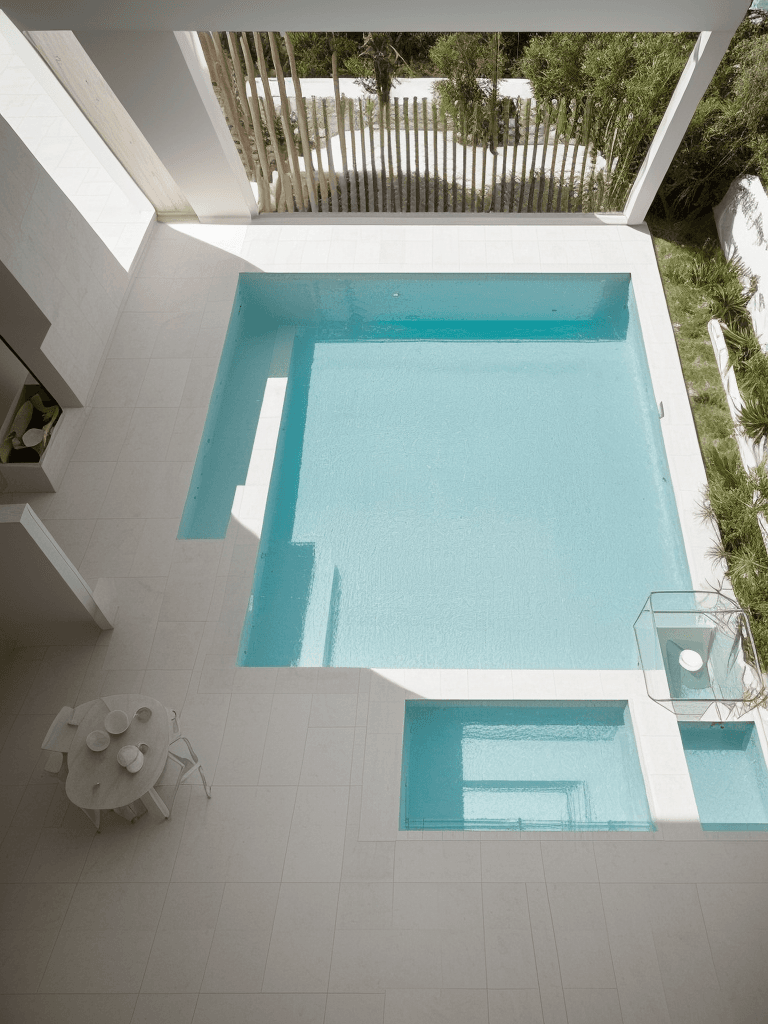 AI generated: fotografia en alta resolucion de diseño de interiores, cocina de concepto abierto con vista a la pis...