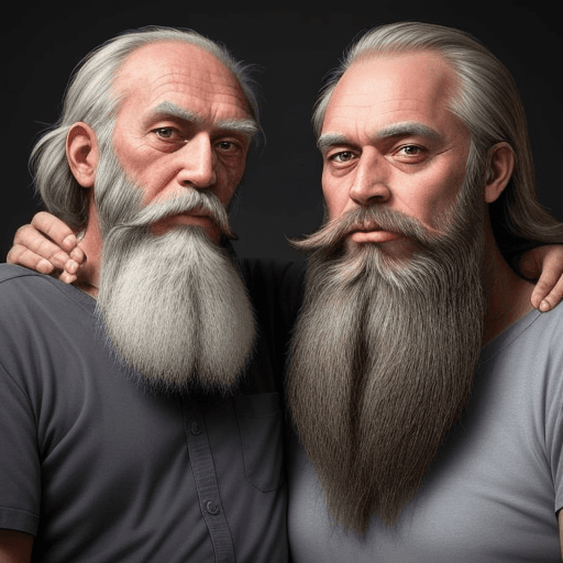 AI generated: ugly 55 years old man with long beard with 6 years old innocent girl