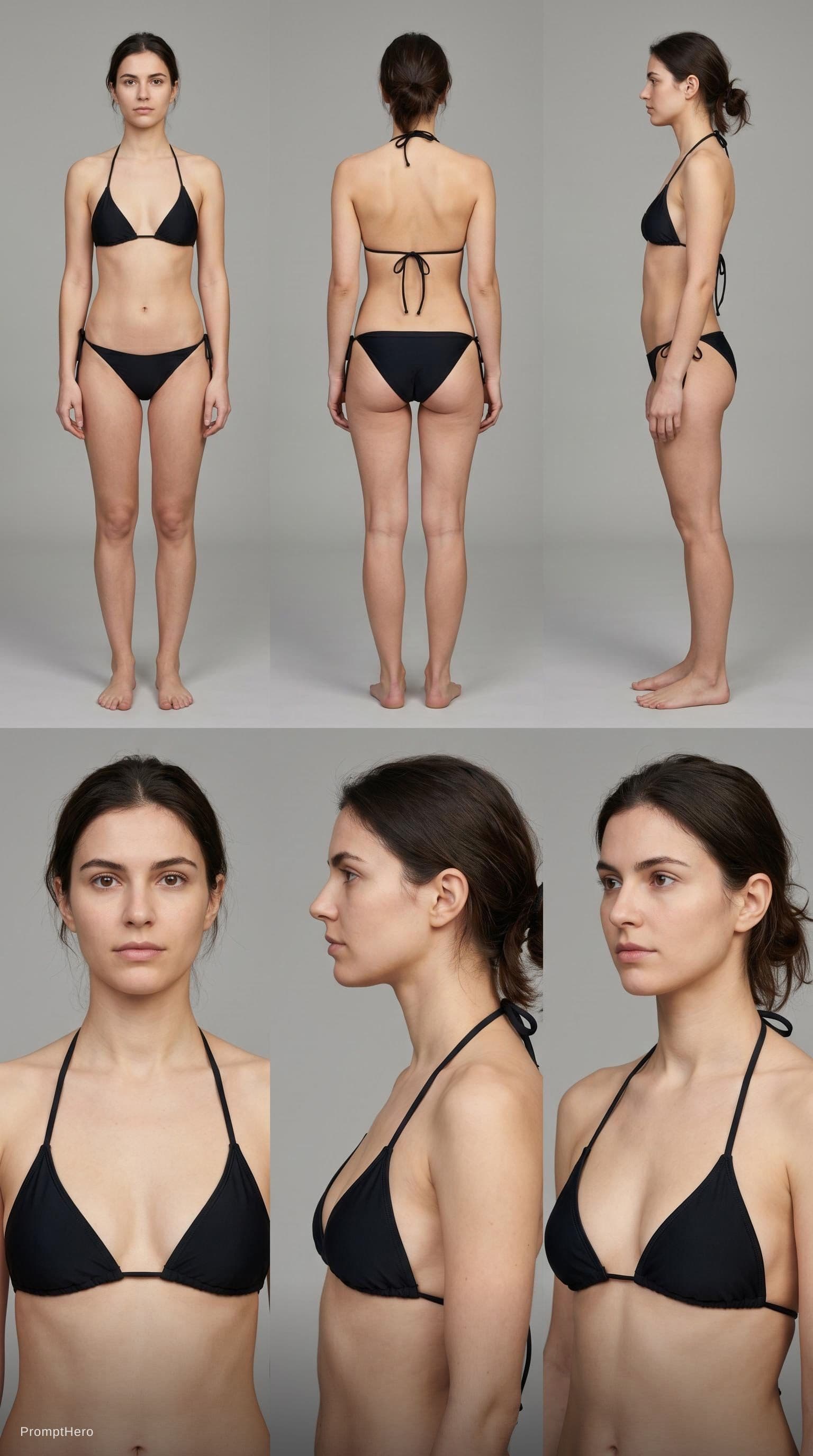 AI generated: Skin must be clean and flawless: no tattoos, no scars, no marks, no blemishes.
Wearing a minimal bik...