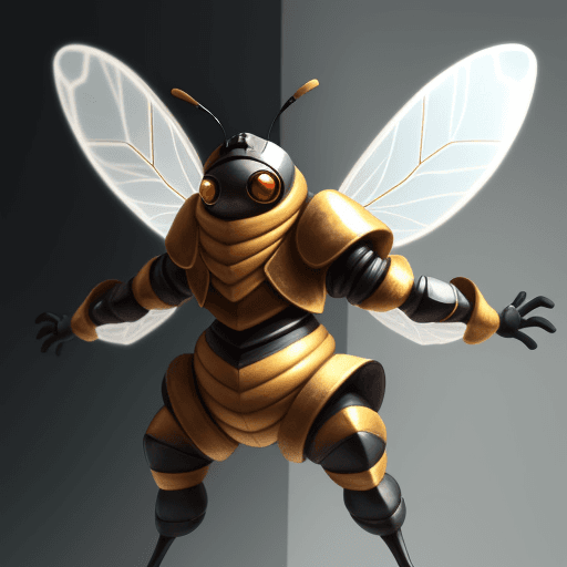 AI generated: photo of a animated huminoid bee that is dressed in armer and ready for battle
