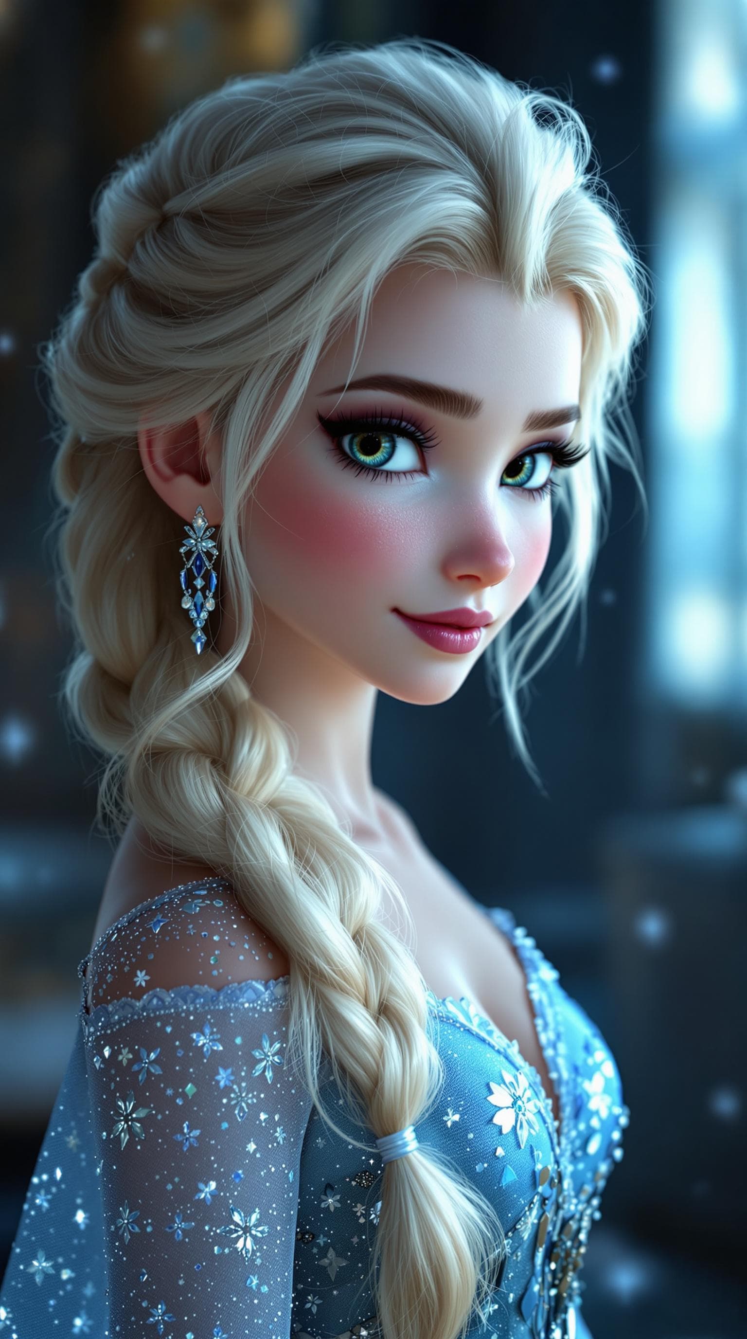 AI generated:  a professional photo of a exceptionally beautiful girl in the world (young tween adolescent) Elsa i...