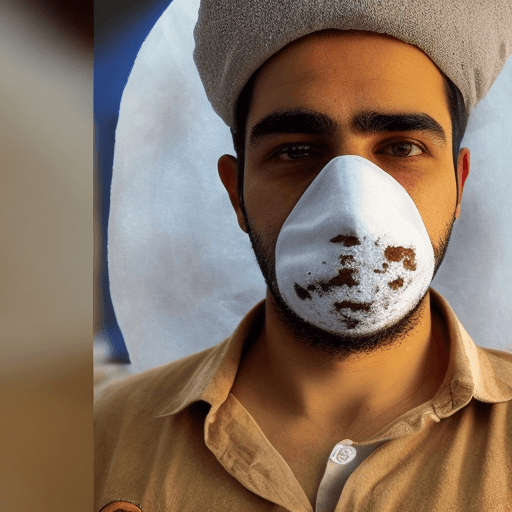 AI generated: Guilherme Boulos with a face covered by wheat flour