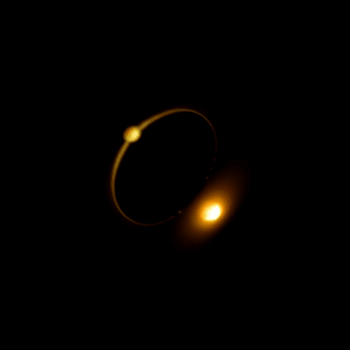AI generated: Large black hole (completely encircled with a luminescent golden event horizon) in the foreground ta...