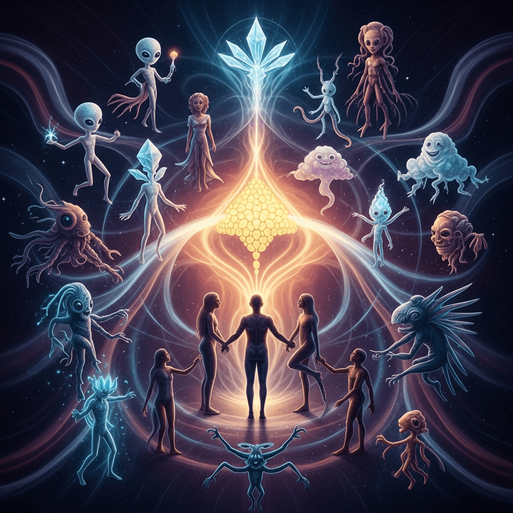 AI generated:  Psychedelic. (Best quality, A high resolution:1.2), Beautiful masterpiece:1.2, Human interaction wi...