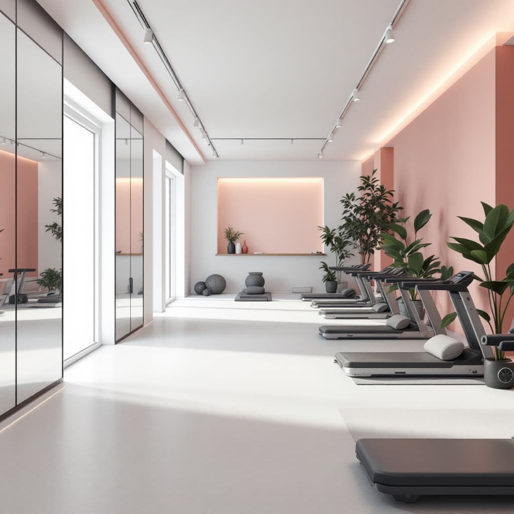 AI generated: Create a gym focused on exercise for women. The environment must be modern and provide security for ...
