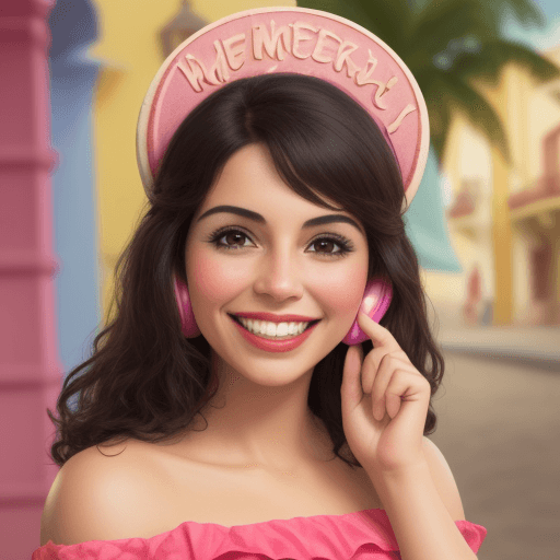 AI generated: señorita en llamada y sonriente en disney