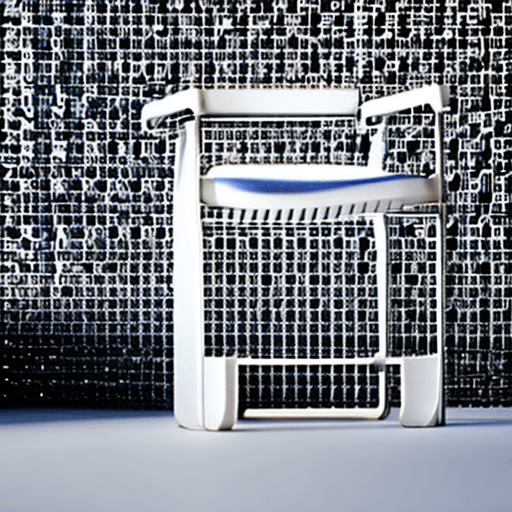 AI generated: minimalism stool chair detail in a white studio set, Hasselblad X1D II 50C, 90mm lens, white steel a...