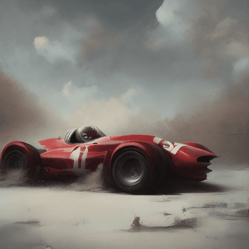 AI generated: red race car, in the style of sam spratt, historical illustrations, old masters, genndy tartakovsky,...