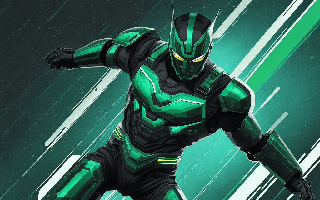 AI generated: brutal man warrior falling down,google material style ,from android app, looking sky, futuristic, me...