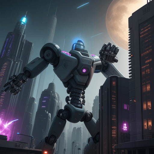 AI generated: Make me a sci-fi city where human's live's and they fight robot's