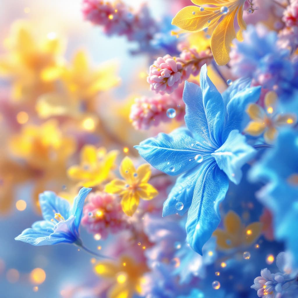 AI generated: 
spring bioluminescent  AZUL uhd 3d minimalista 

