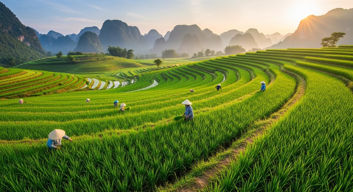 AI generated: the rice field in Vietnam
