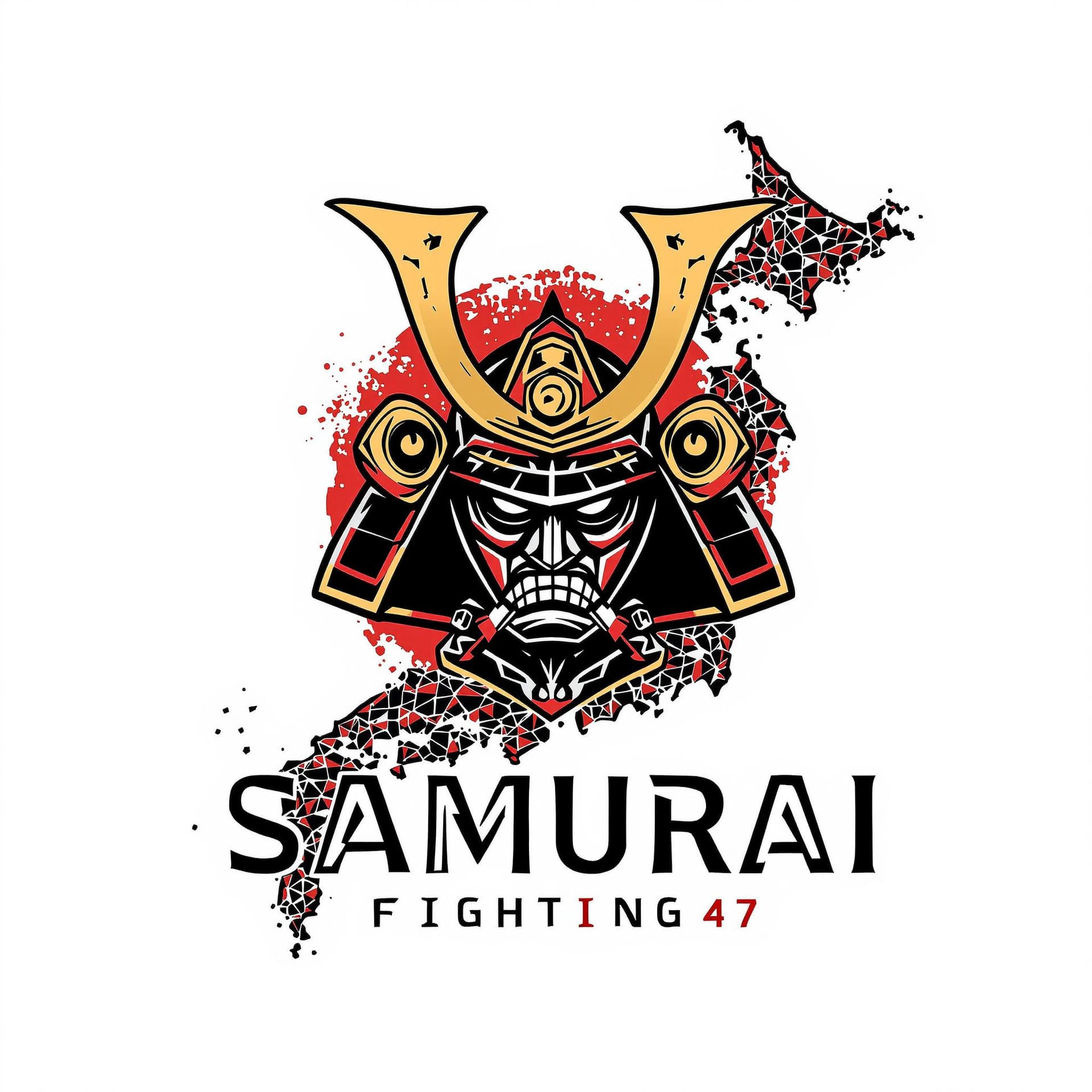 AI generated: Design a minimalistic logo for 'SAMURAI' with the squadron number 'FIGHTING 47.' The logo features a...