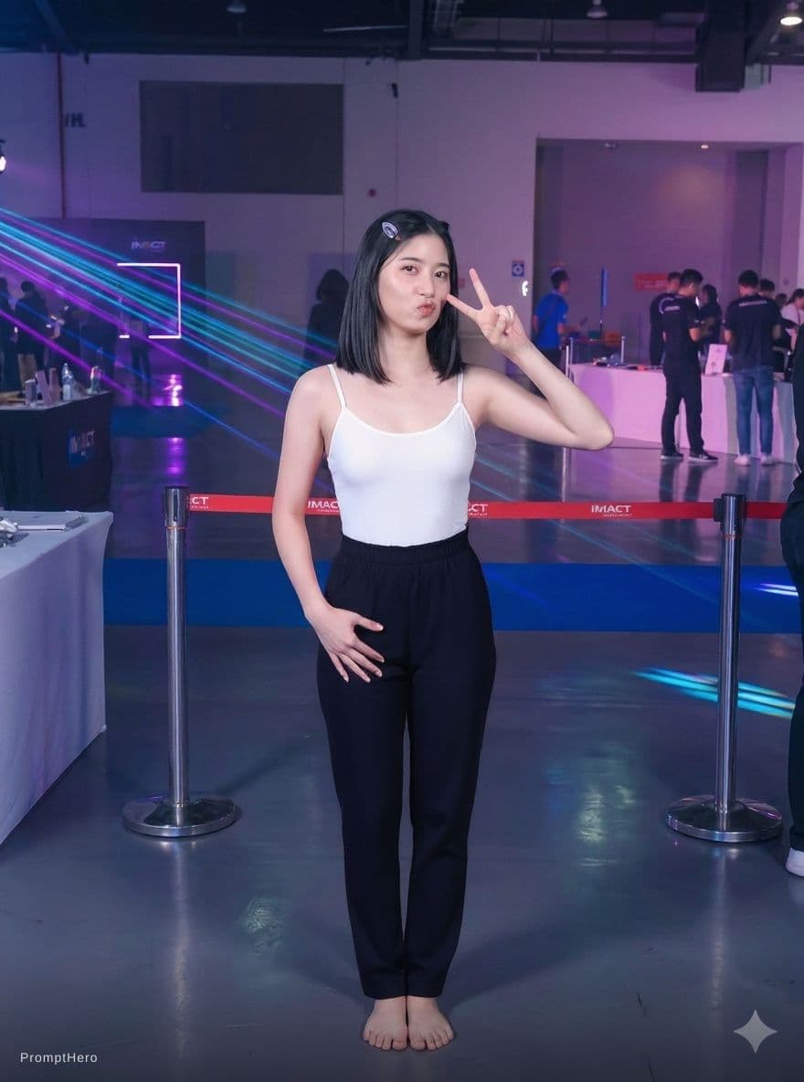 AI generated: ภาพเต็มตัวของหญิงตามไฟล์แนบที่หนึ่ง ใช้ใบหน้าตามเดิม100% และใช้ชุดในภาพที่สอง