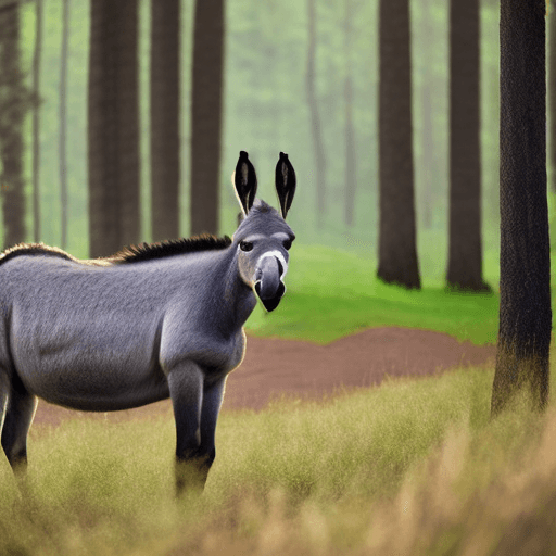 AI generated: Donkey in the middle of the forest