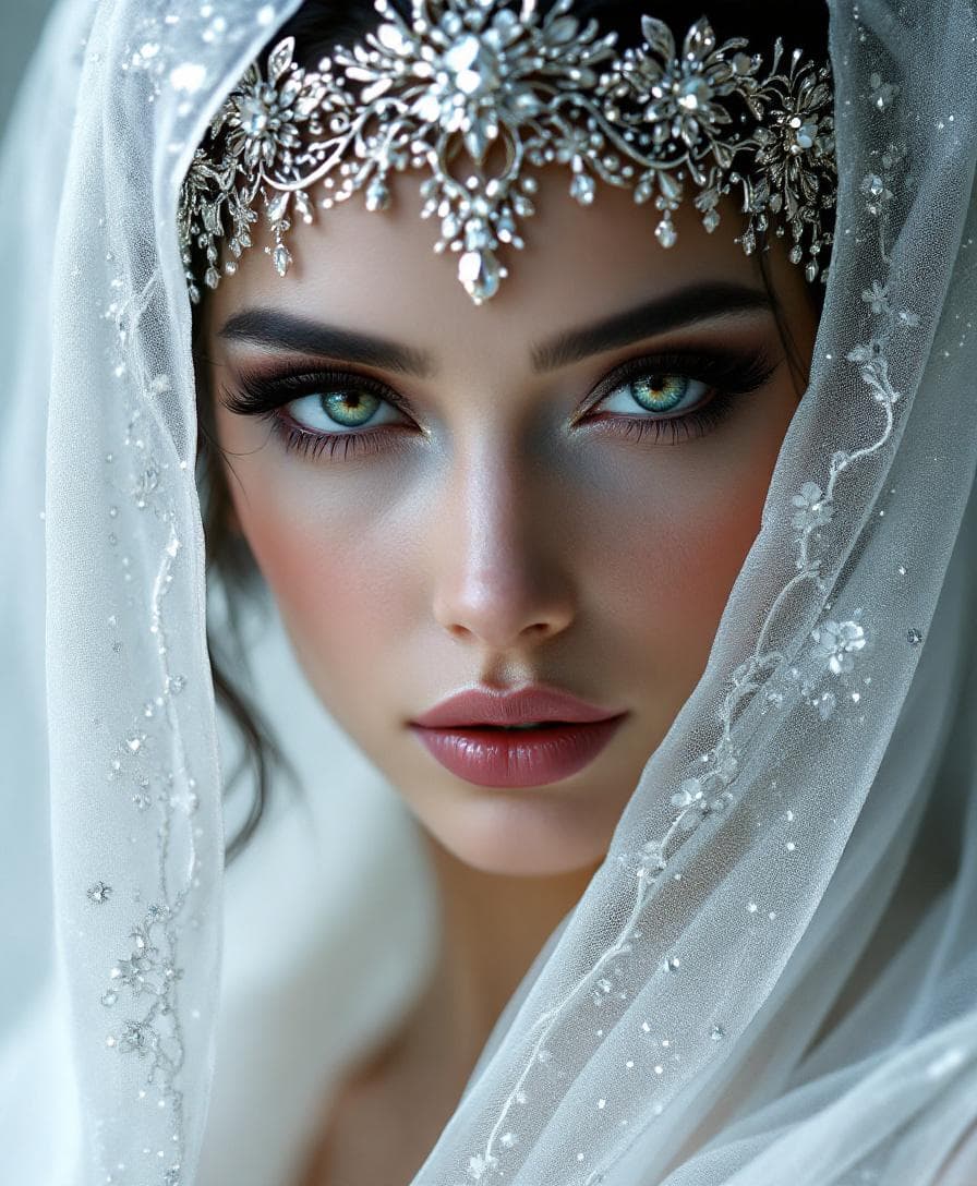 AI generated: "Ultra detailed fantasy portrait of the Lady of the Box of Darkness, depicted as an Arabian bride. H...
