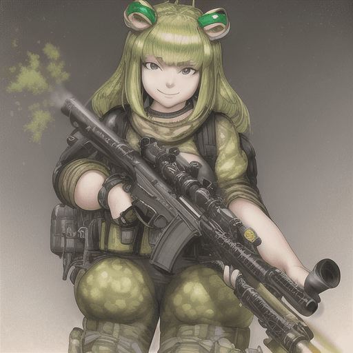 AI generated: A toad with a machine gun smiling, hyper-realistic 8K
