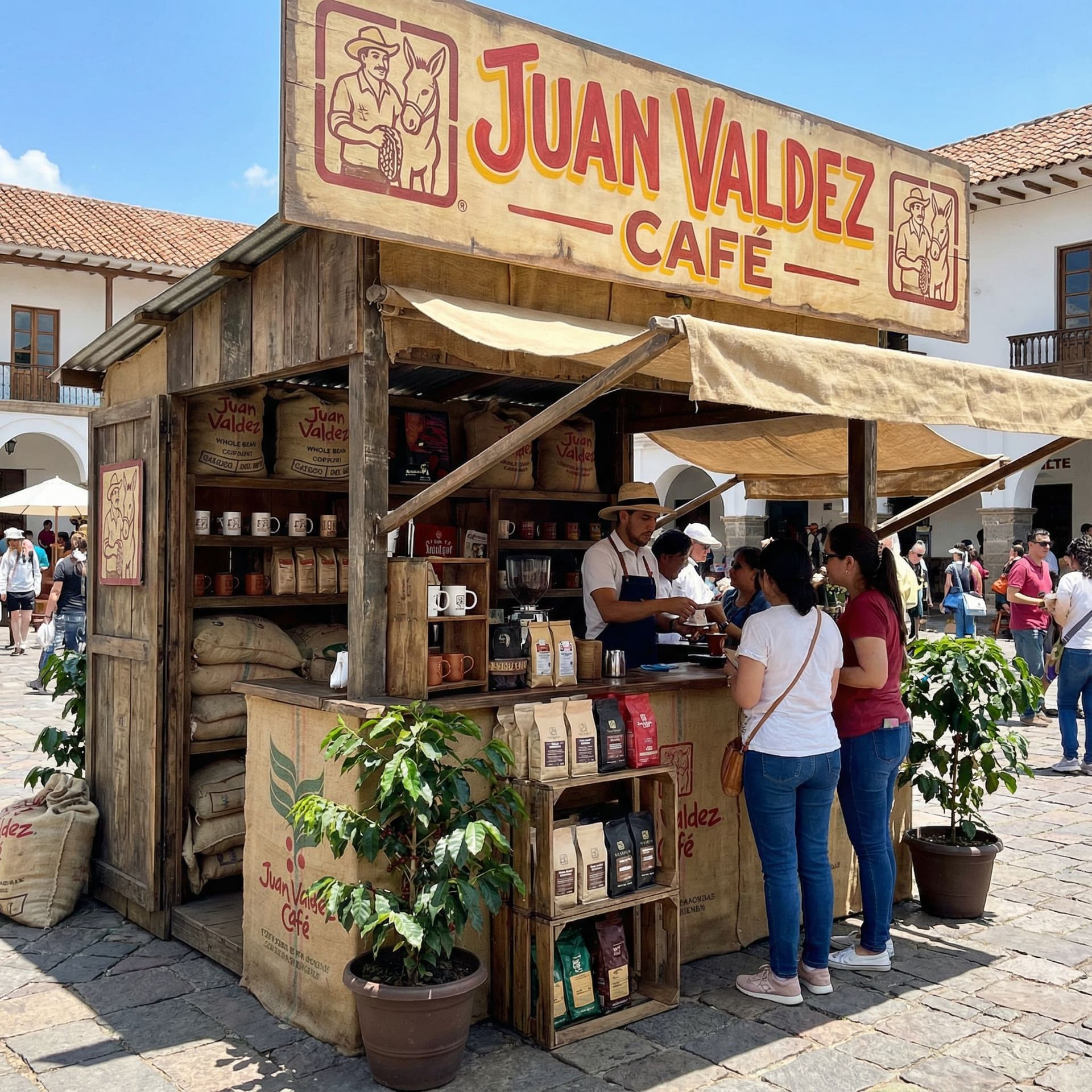AI generated: I’m going to build a market stand for Juan Valdez. Can you create a visual for me?
