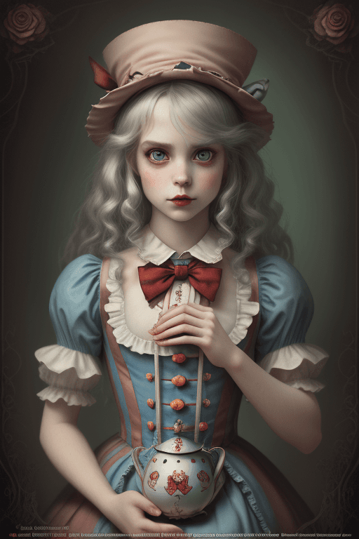 AI generated: alice in wonderland, mad hatter the sweet and innocent, highly detailed, innocent face, near perfect...