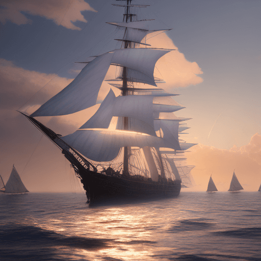 AI generated: Photo of a ultra realistic sailing ship, dramatic light, pale sunrise, cinematic lighting, battered,...