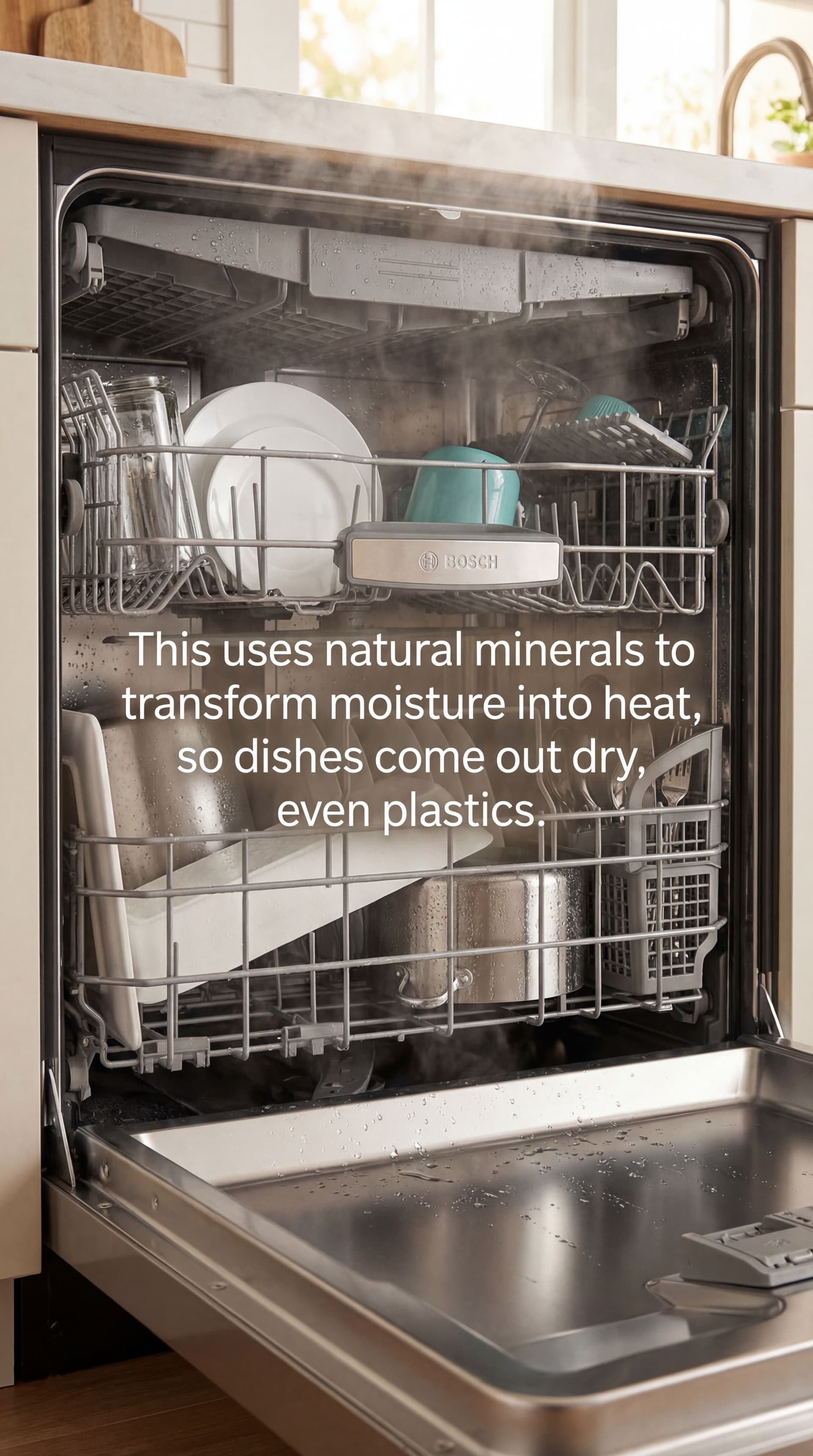AI generated: create into lifestyle photo. Ultra Realistic photo. Show interior of Dishwashe close up. Add some ov...